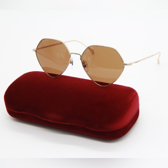 NEW GUCCI GG1182S 002 GOLD BROWN WOMEN SUNGLASSES GUCCI - Picture 3 of 15